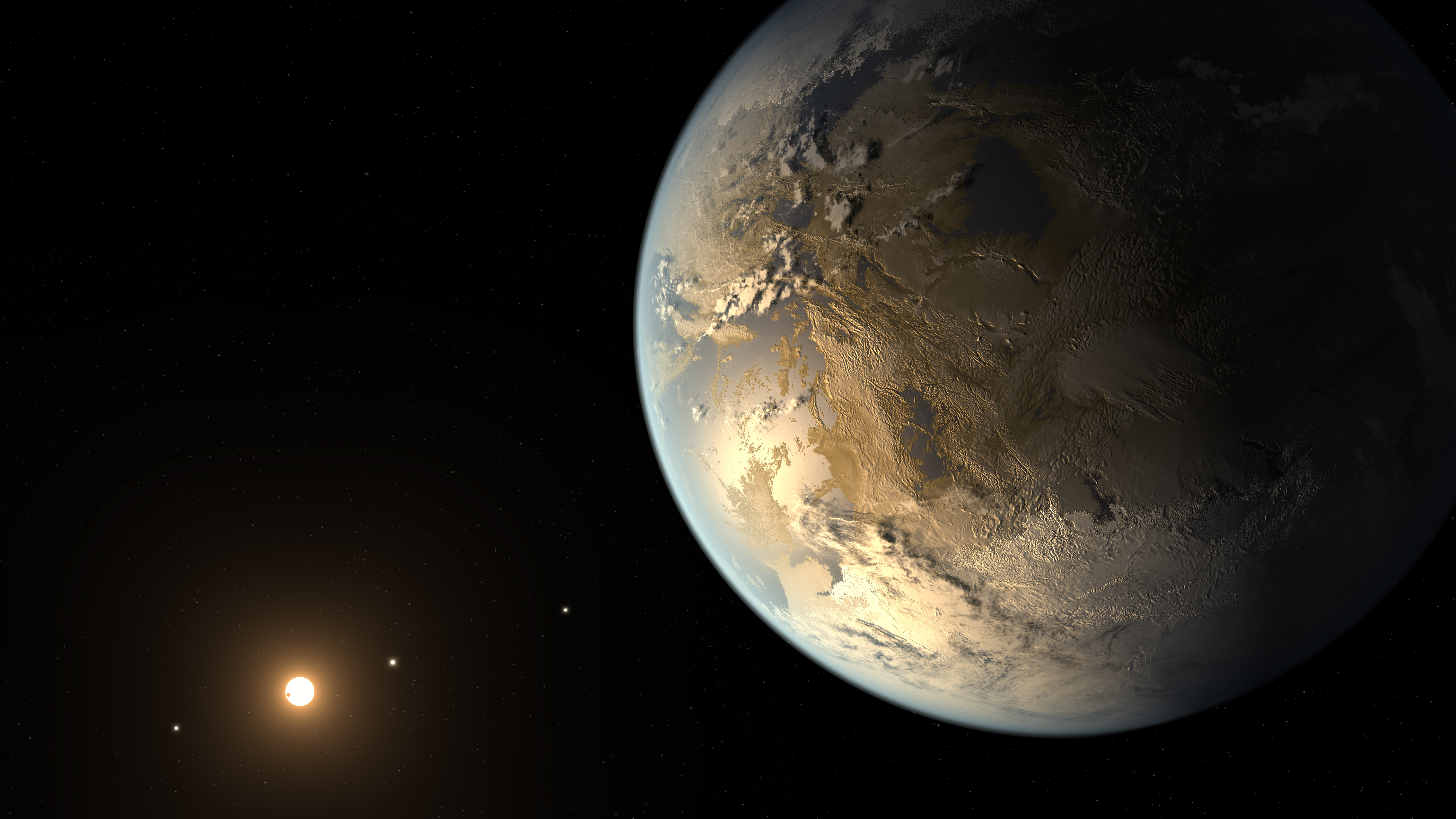 Artist concept of Kepler-186f, an Earth-size planet in the habitable zone of another star.