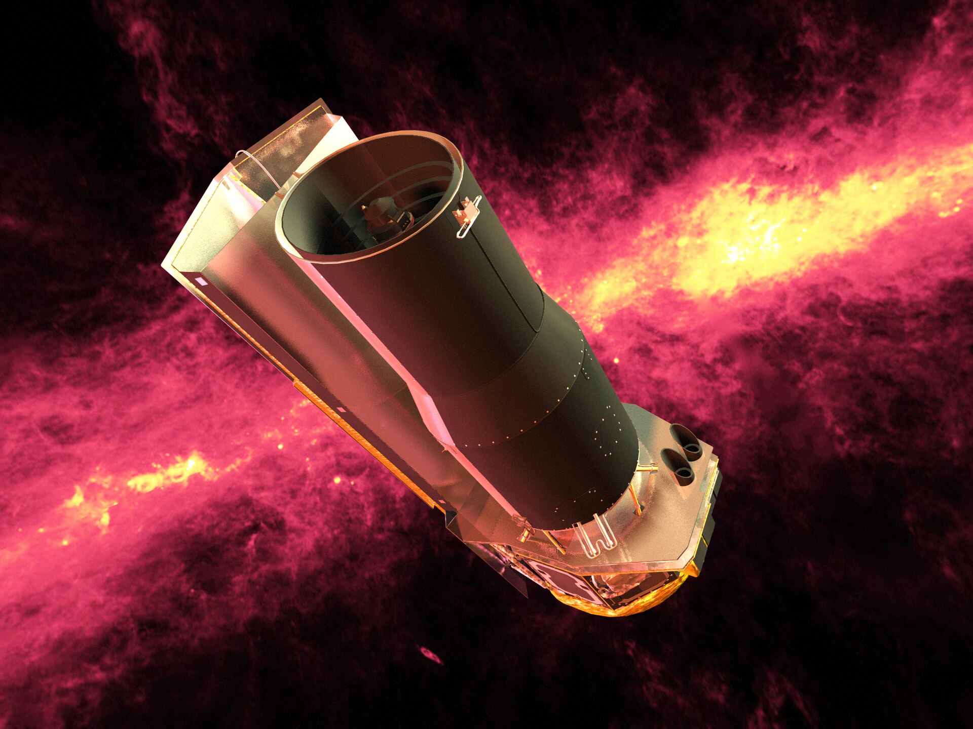 Artist rendering of the Spitzer Space Telescope.